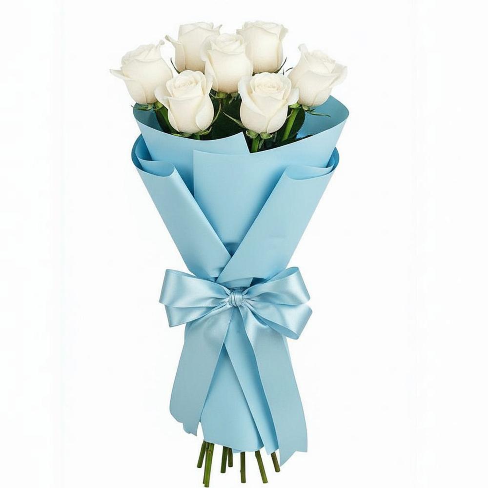 Букет 7 белых роз Проуд в Красные Баррикады