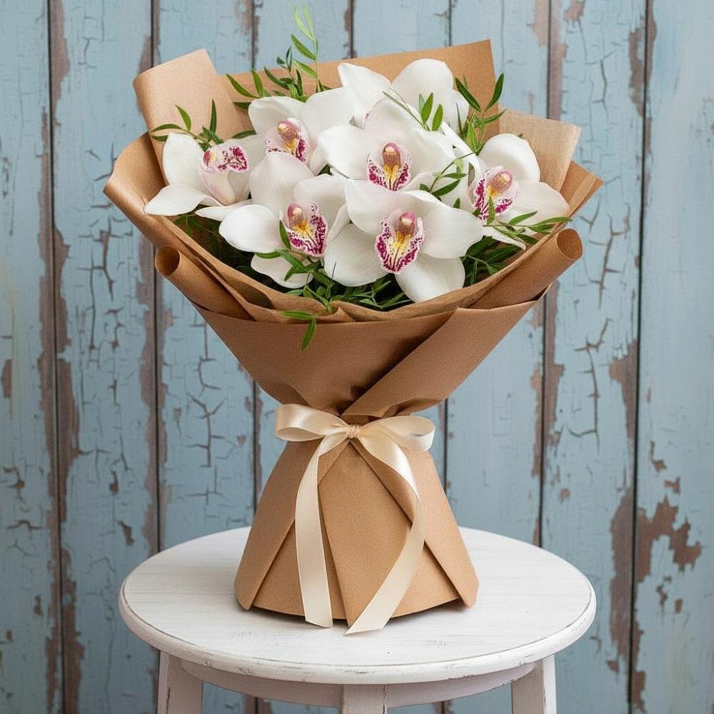 Букет цветов из: Орхидеи и Розы в Красные Баррикады