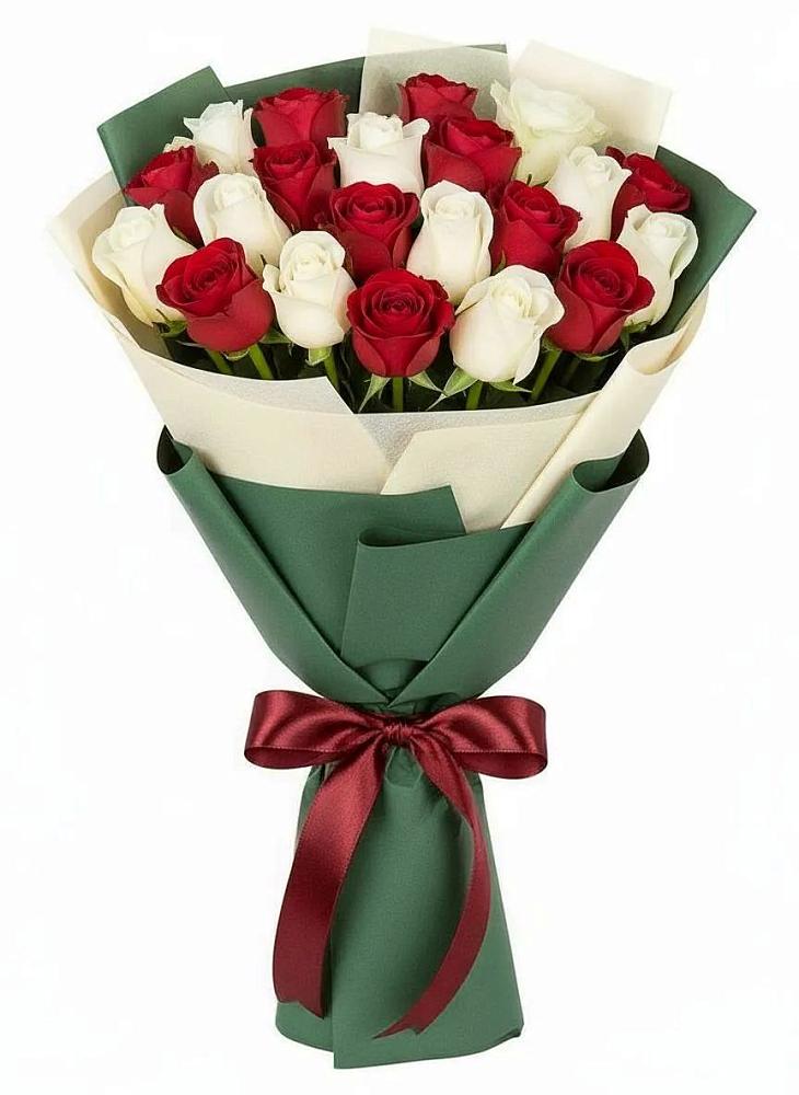 Букет Микс из красных и белых роз в Красные Баррикады