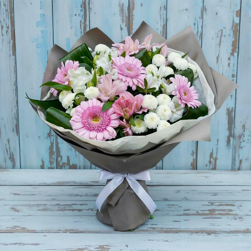 Букет цветов из: Герберы, Альстромерии и Хризантемы в Красные Баррикады